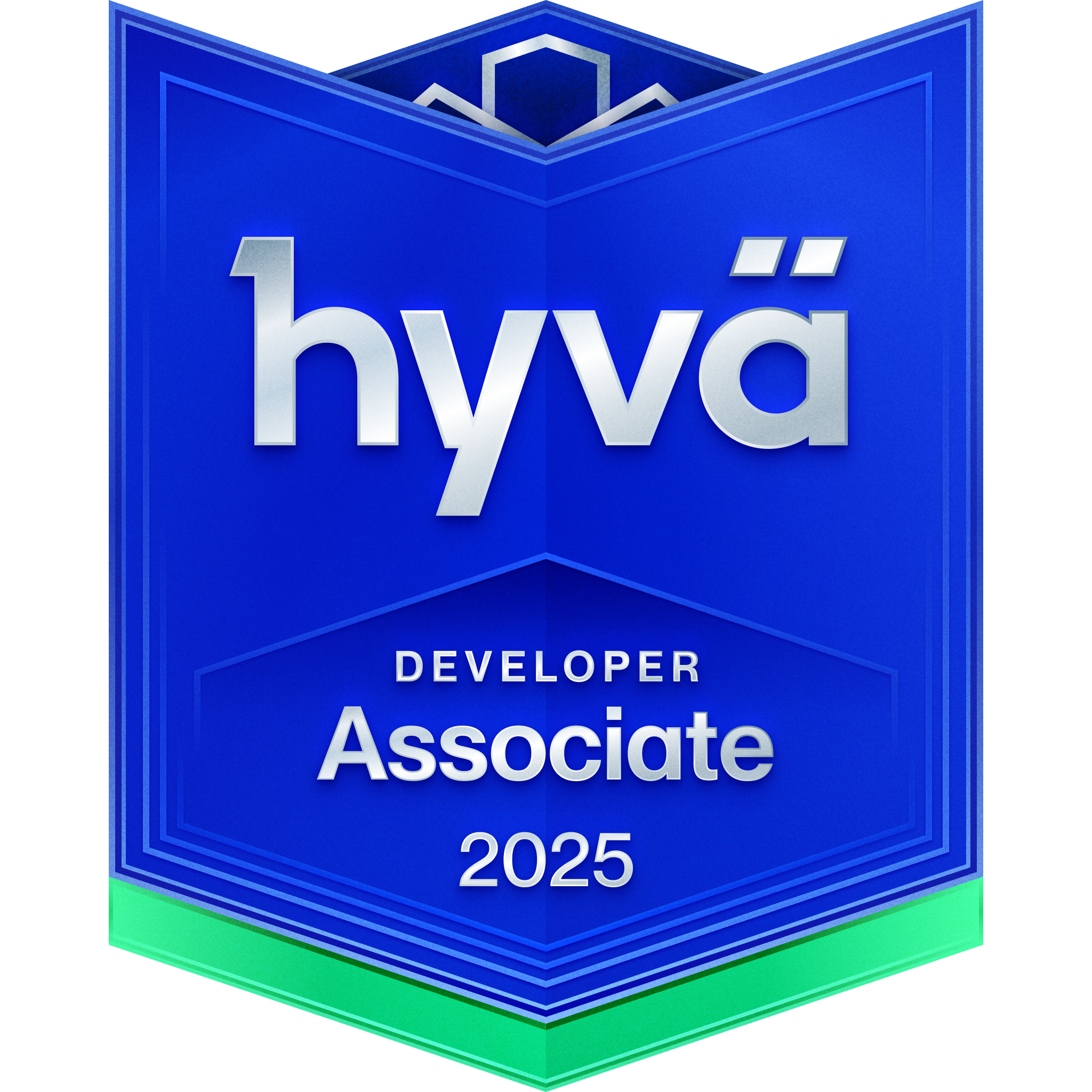 Hyva Certified Developer badge - Official certification for Hyva Theme development on Magento 2, specializing in high-performance e-commerce frontends, Core Web Vitals optimization, and modern Magento themes